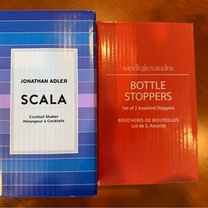 Jonathan Adler Scala Cocktail Shaker and Sandra Alexandra Bottle Stoppers
